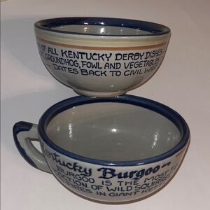 Louisville Stoneware 1982 Kentucky Burgoo Ceramic Soup Bowl with Blue Accents